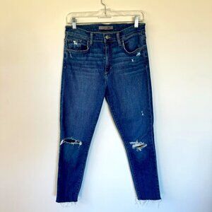 Joe's High Rise Dark Wash Distressed Raw Hem Skinny Jeans 29